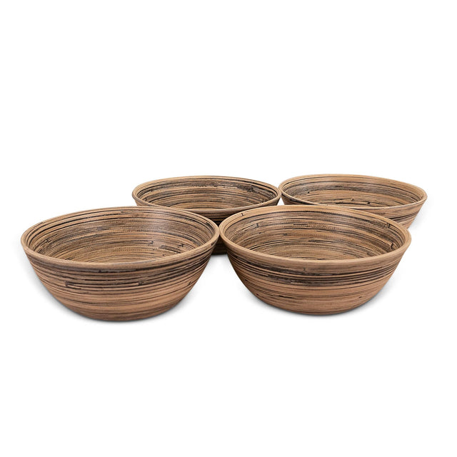 Front. Lexa - Bamboo Salad Bowl Set, 8 Inch x 4, Black Bamboo - Black/Natural.
