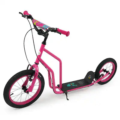 Costway - Youth Scooter Kick Scooter with Adjustable Handlebar Dual Brakes for Teens