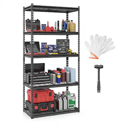 Gymax - 5-Tier Metal Shelving Unit w/Adjustable Wire Racks 2000 lbs Capacity for Home
