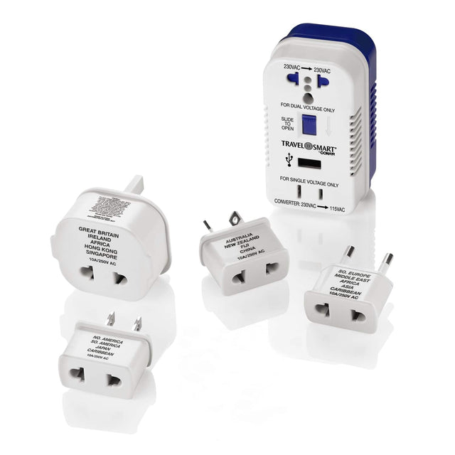 230VAC 230VAC FOR DUAL VOLTAGE ONLY  
SLIDE TO OPEN  
TRAVEL SMART  
FOR SINGLE VOLTAGE ONLY  
CONVERTER: 230VAC 115VAC  

GREAT BRITAIN  
IRELAND  
HONG KONG  
SINGAPORE  
AUSTRALIA  
NEW ZEALAND  
CHINA  
FIJI  
MIDDLE EAST  
AFRICA  
CARIBBEAN  
PAN AMERICA  
CARIBBEAN  

SO. EUROPE  
MIDDLE EAST  
AFRICA  
CARIBBEAN  
ASIA  
CARIBBEAN  
10A/250V AC