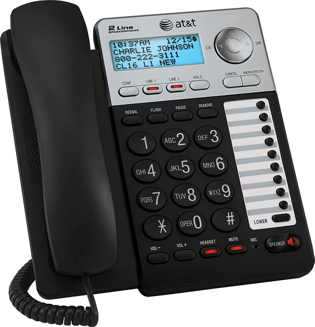 Angle. AT&T - AT ML17929 Corded Phone with Caller ID/Call Waiting - Silver/Black.