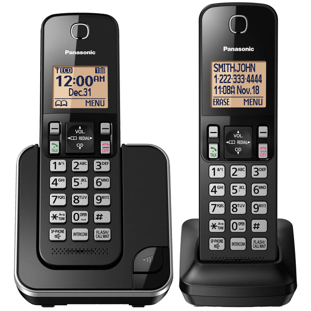 Panasonic  
TECO  
12:00 AM  
Dec. 31  
MENU  

SMITH.JOHN  
1-222-333-4444  
11:08A Nov. 18  
ERASE MENU  

VOL.  
REDIAL  
CID  
OFF  

1 &*  
2 ABC  
3 DEF  
4 GHI  
5 JKL  
6 MNO  
7 PQRS  
8 TUV  
9 WXYZ  
0 OPER  
#  

SP-PHONE  
INTERCOM  
FLASH/ CALL WAIT  

TALK  
TONE  

Panasonic  
SMITH.JOHN  
1-222-333-4444  
11:08A Nov. 18  
ERASE MENU  

VOL.  
REDIAL  
CID  
OFF  

1 &*  
2 ABC  
3 DEF  
4 GHI  
5 JKL  
6 MNO  
7 PQRS  
8 TUV  
9 WXYZ  
0 OPER  
#  

SP-PHONE  
INTERCOM  
FLASH/ CALL WAIT  
