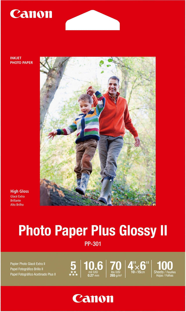 Front. Canon - Photo Plus II High-Glossy Photo 3.95" x 5.9" 100-Count Paper.