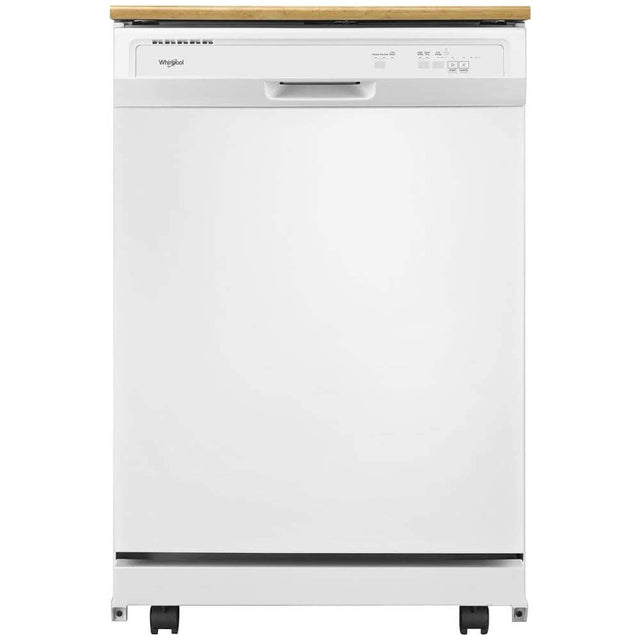 Front. Whirlpool - 24" Front Control Tall Tub Portable Dishwasher - White.