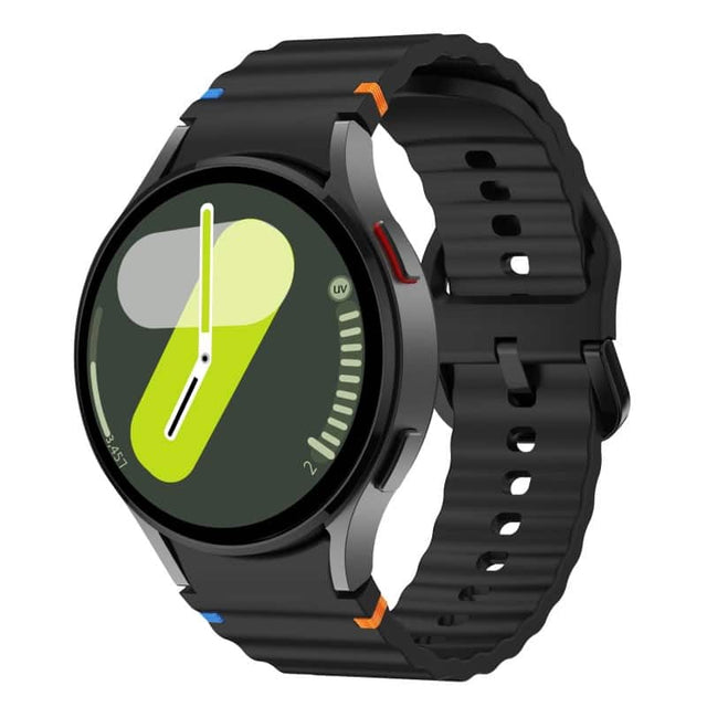 Front. StrapsCo - Motion Strap Silicone Rubber Watch Band For Samsung Galaxy Watch 7 - Black.