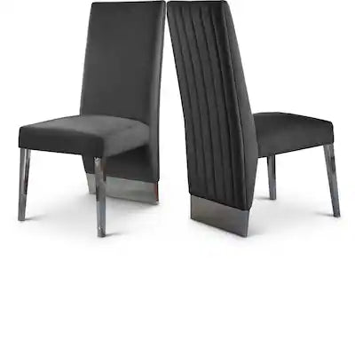 Meridian Furniture - Porsha Grey Velvet Dining Chair, Set of 2