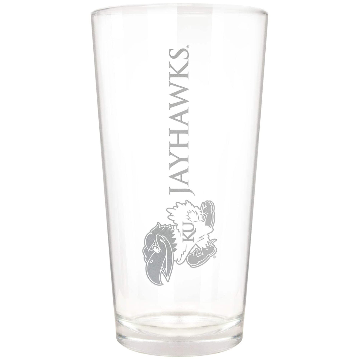 Great American Products - Kansas Jayhawks Etched 16oz. Vertical Rally Cry Pint Glass - Multicolor