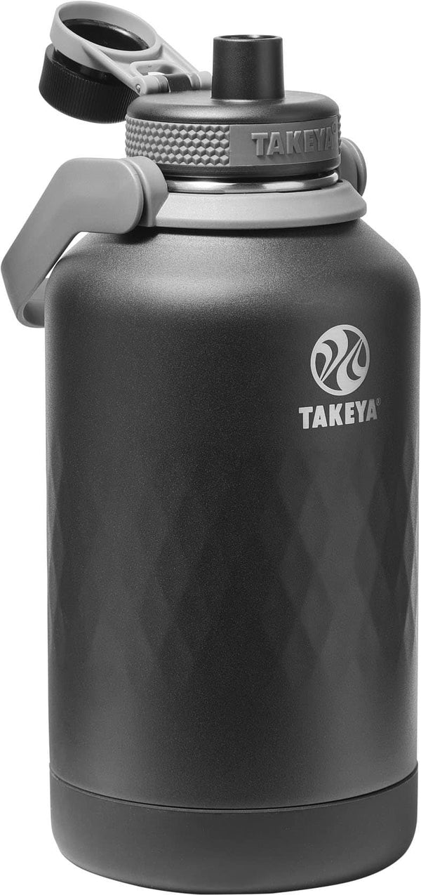 Takeya - Sport 64-oz. Wide Handle Leakproof Water Bottle with Spout Lid - Obsidian