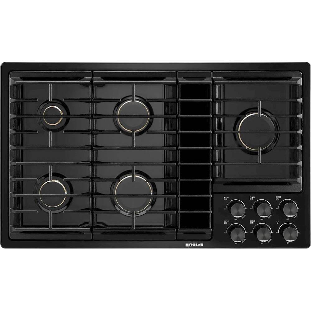 JennAir - 36 in. Wide 5 Burner Built-In Gas Cooktop - Black