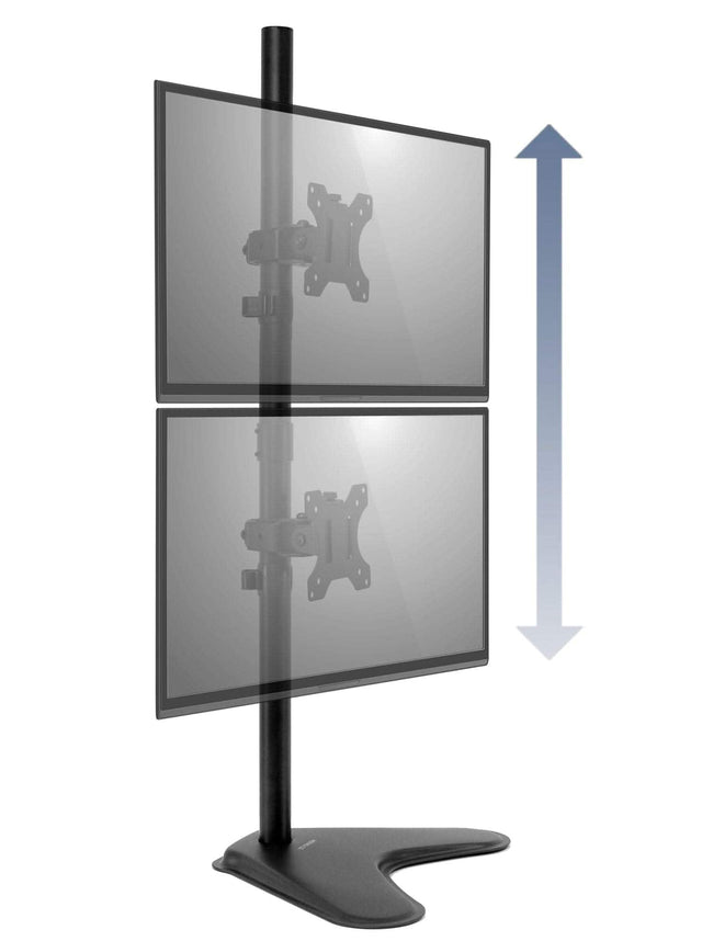 Front. Mount-It! - Vertical Dual Monitor Stand, Adjustable, Fits 17-32 inch Screens - Black.