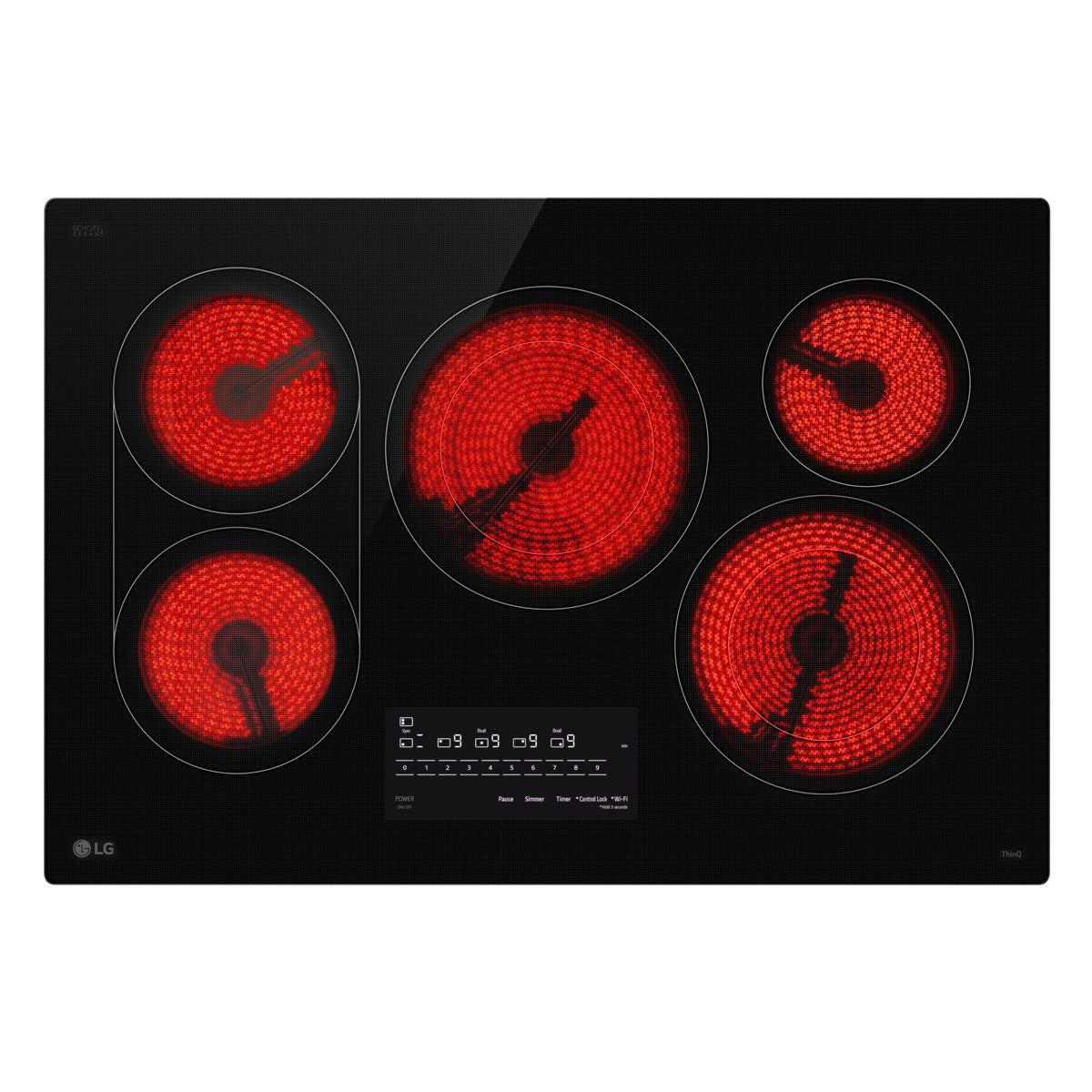 LG - 30-in Wide Built-In Electric Smart Cooktop with 5 Elements, Backlit SmoothTouch Glass Controls and 3.2kW Dual Element - Black
