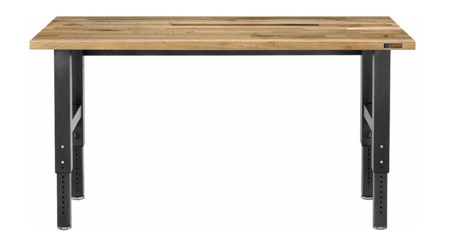 Front. Gladiator - 6' Adjustable Height Hardwood Workbench - Hammered Granite.