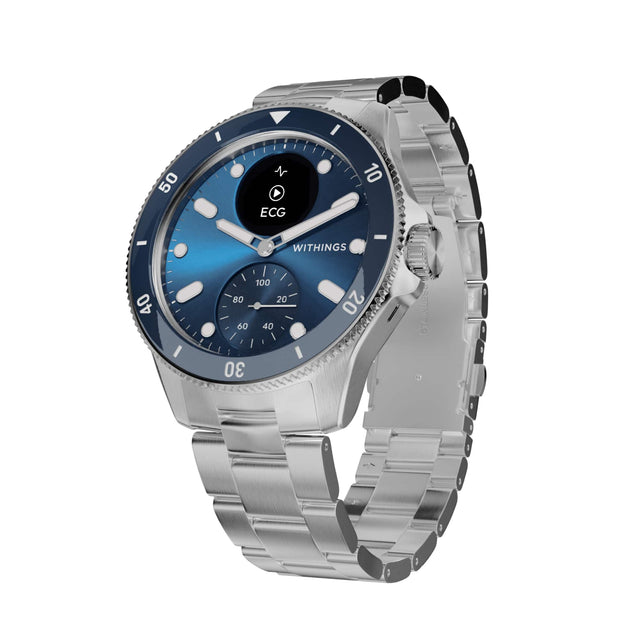 Front. Withings - ScanWatch Nova - Premium Heart Health Hybrid Smartwatch - 43mm - Blue.