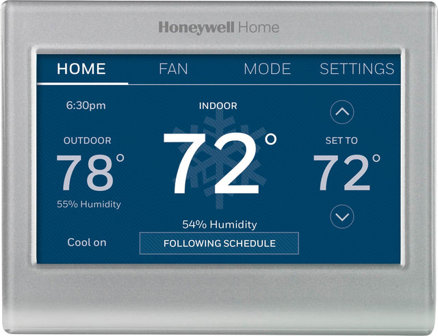 Front. Honeywell Home - Smart Color Thermostat with Wi-Fi Connectivity - Silver.