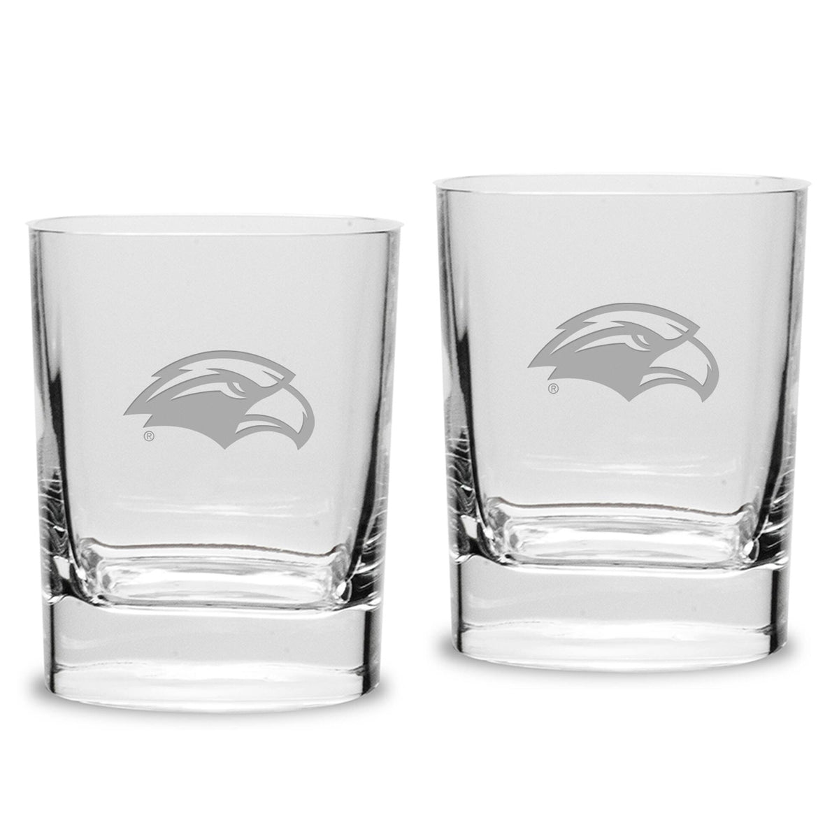 Jardine - Southern Miss Golden Eagles 2-Piece 11.75oz. Square Double Old Fashioned Glass Set - Multicolor