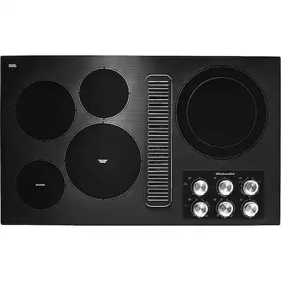 KitchenAid - 36 inch Wide 5 element Built-In Downdraft Electric Cooktop with and 300 CFM Exhaust Rating