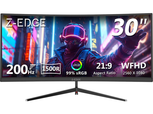 Z-EDGE  
30"  
200 Hz  
1500R  
99% sRGB  
21:9 Aspect Ratio  
WFHD 2560 x 1080