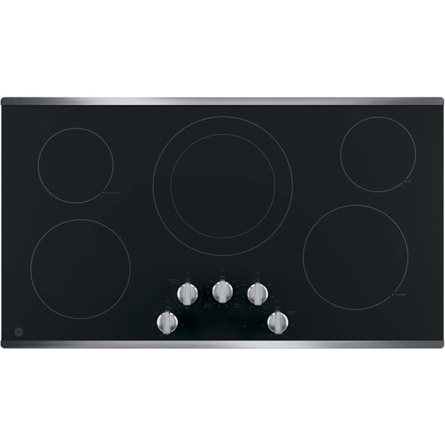 Front. GE - 36" Built-In Electric Cooktop - Stainless Steel.
