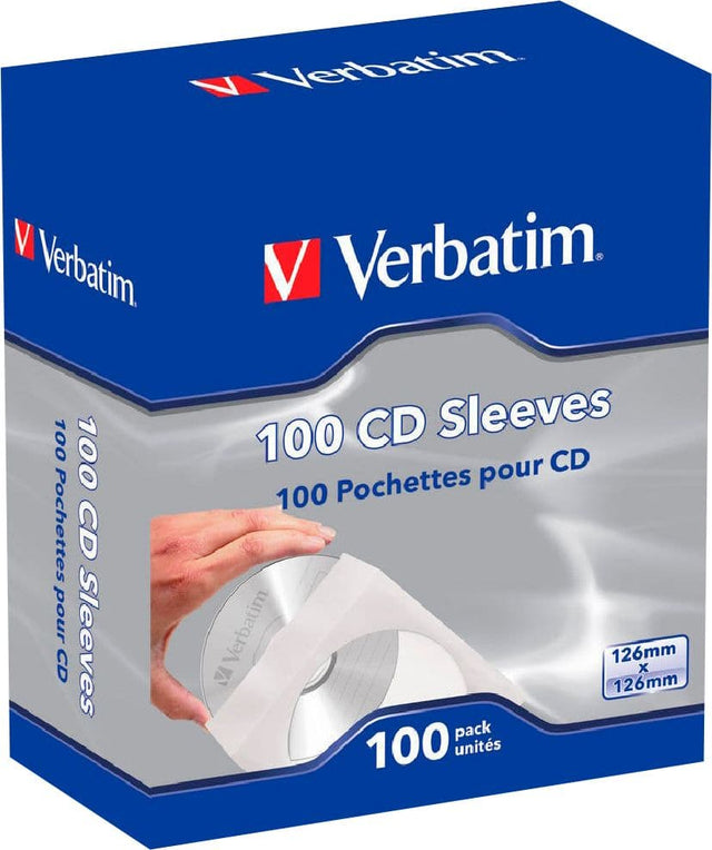 Front. Verbatim - CD/DVD Paper Sleeves with Clear Window (100-Pack) - White.