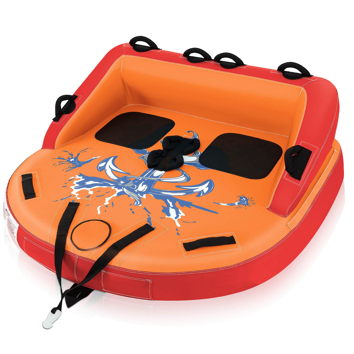 Gymax - 2 Person Inflatable Towable Tubes for Boating Water Tubes for Boats to Pull - Orange