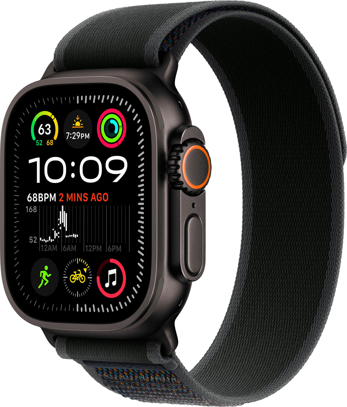 Geek Squad Certified Refurbished Apple Watch Ultra 2 (GPS+Cellular) 49mm Titanium Case with Black Trail Loop - M/L - Black - (2024)