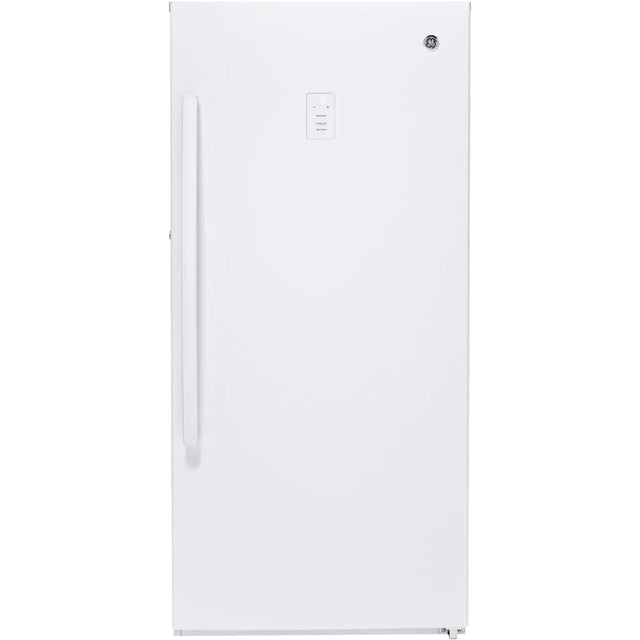Front. GE - 14.1 Cu. Ft. Frost-Free Upright Freezer - White.