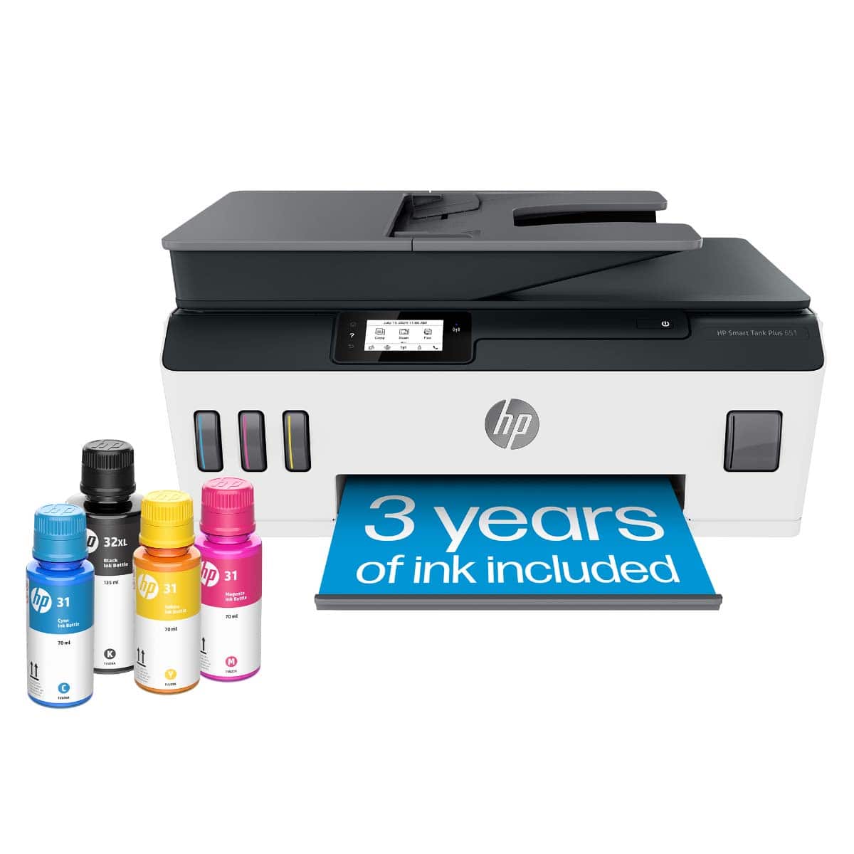 HP - Smart Tank Plus 651 Wireless All-in-One Cartridge-Free Supertank Inkjet Printer with 3 Years of Ink Included¹ - White