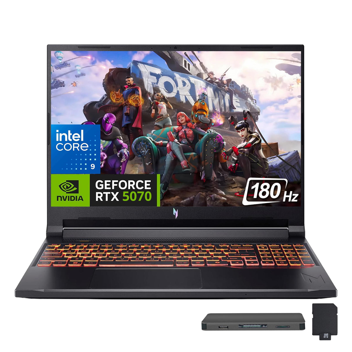 Acer - Nitro V 16 16" Gaming Laptop,Intel Core 9 270H,32GB DDR5,1TB SSD+1TB Dock Set,GeForce RTX 5070,Backlit,Win 11 - Black