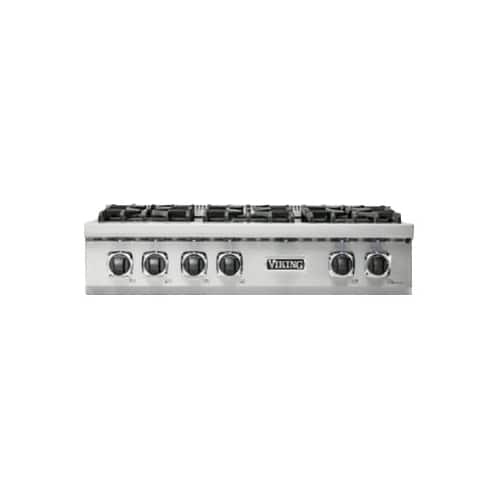Front. Viking - Built-in 5 Series Gas 36"W Sealed Burner Rangetop - Stainless Steel.