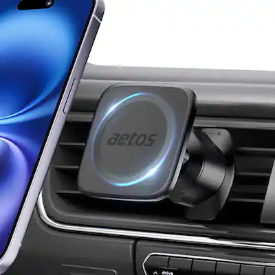 aetos - Air Vent MagSafe Phone Car Mount. 20 Strong N52 Magnets & Metal Hook with Classic Minimalist Design