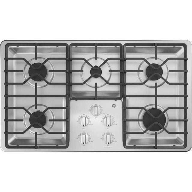 Front. GE - 36" Built-In Gas Cooktop - Stainless Steel.