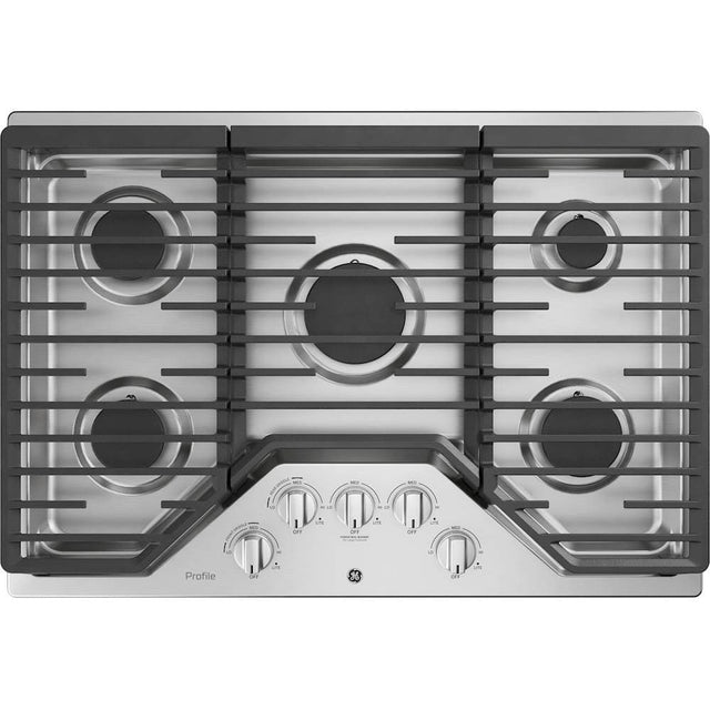 Front. GE Profile - 30" Built-In Gas Cooktop - Stainless Steel.