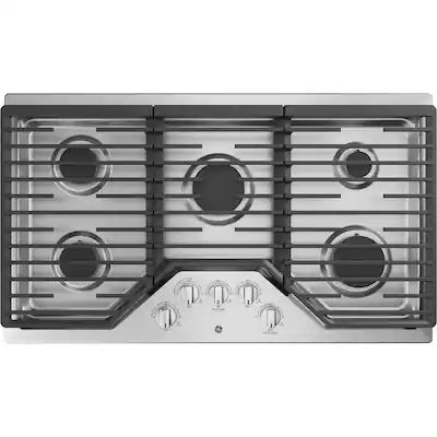 GE - 36 in. Wide 5 Burner Built-In Gas Cooktop with Dishwasher-Safe Grates