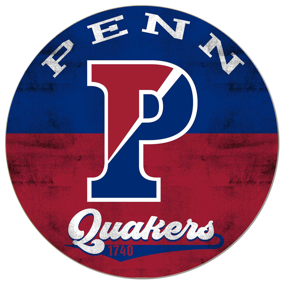 Jardine - Pennsylvania Quakers 20'' x 20'' Retro Logo Circle Sign - Blue