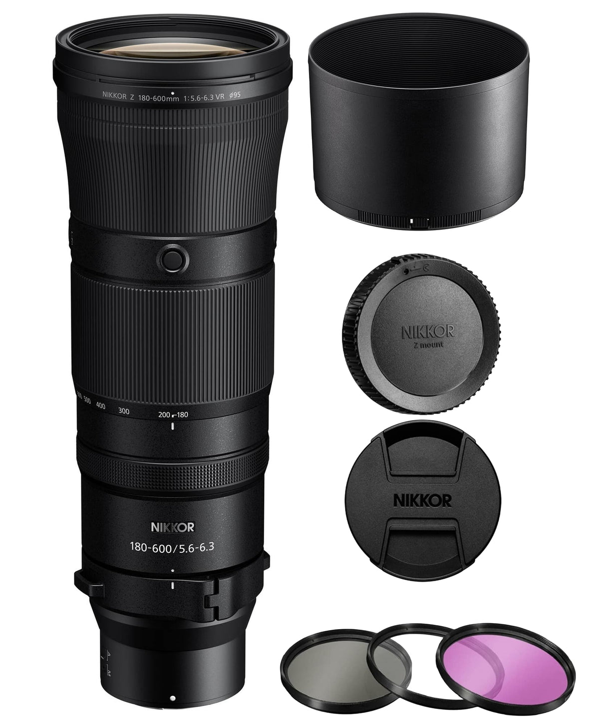 Nikon - NIKKOR Z 180-600mm f/5.6-6.3 VR Lens + Lens Filter Kit (6pc Bundle)