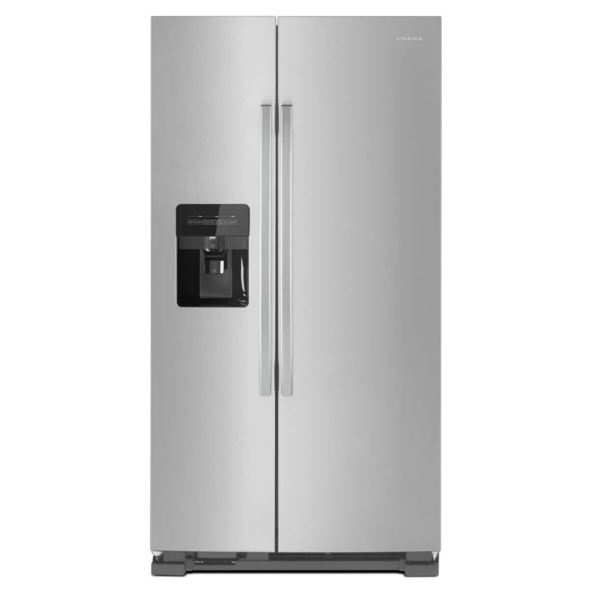 Amana - 36 in. Wide 24.5 cu. ft. Side-by-Side Refrigerator with Water and Ice Dispenser - Black-on-Stainless