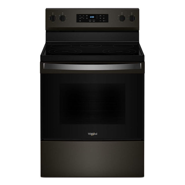 Front. Whirlpool - 30 inch Wide 5 elements 5.3 cu. ft. Freestanding Electric Range with Cooktop Flexibility - Black Stainless.