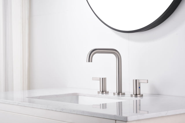 Front. Bothwa Home - Bothwa Home Bathroom Faucet For bathroom Sink  With Two Handles And Supply Lines - Brushed Nickel.