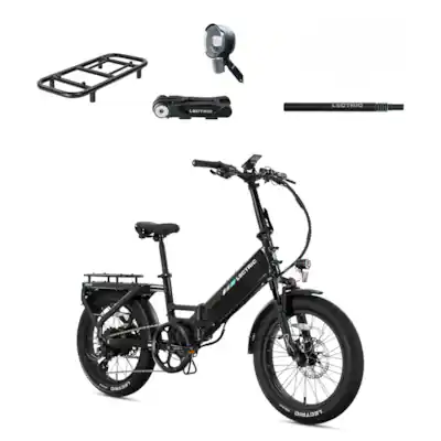 Lectric eBikes - XP4 750 Step-Thru Foldable Long-Range eBike (Max 85mi/28mph) + LevelUp Rack/Seat Post/Elite Headlight/Lock