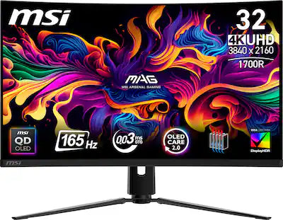MSI - MAG 321CUP QD-OLED 32" UHD Curved 165Hz 0.03ms Gaming Monitor with G-SYNC FreeSync Premium Pro TB 400 (HDMI, DP, USB-C)