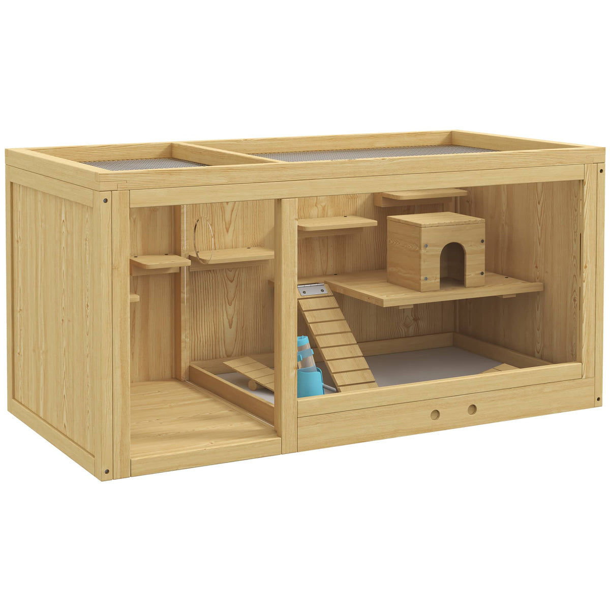 Pawhut - Large Wooden Hamster Cage with Pull-out Tray