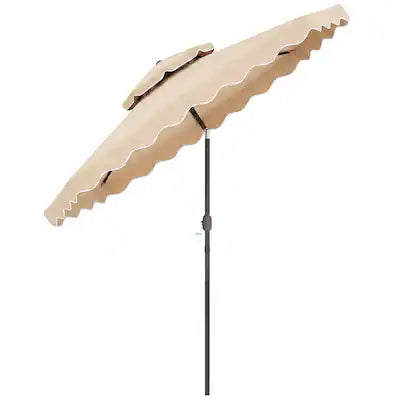 Costway - 9 FT Patio Umbrella with Push Button Tilt & Crank, 2-Tier Vented Top, 8 Metal Ribs
