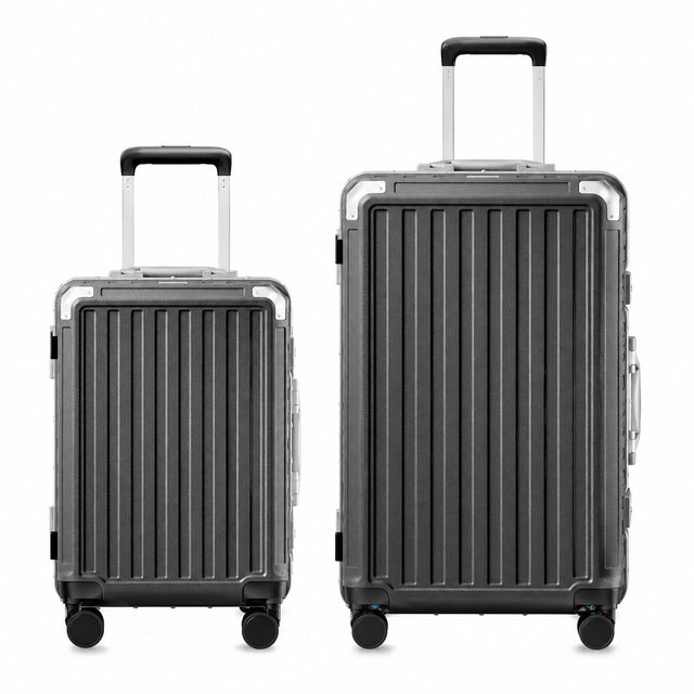Front. LUGGEX - LUGGEX 2 Piece Sets 20" Carry on Luggage and 28" Checked Luggage, Aluminum Frame Zipperless PC Suitcase 8010S - ZX-Core - Black.