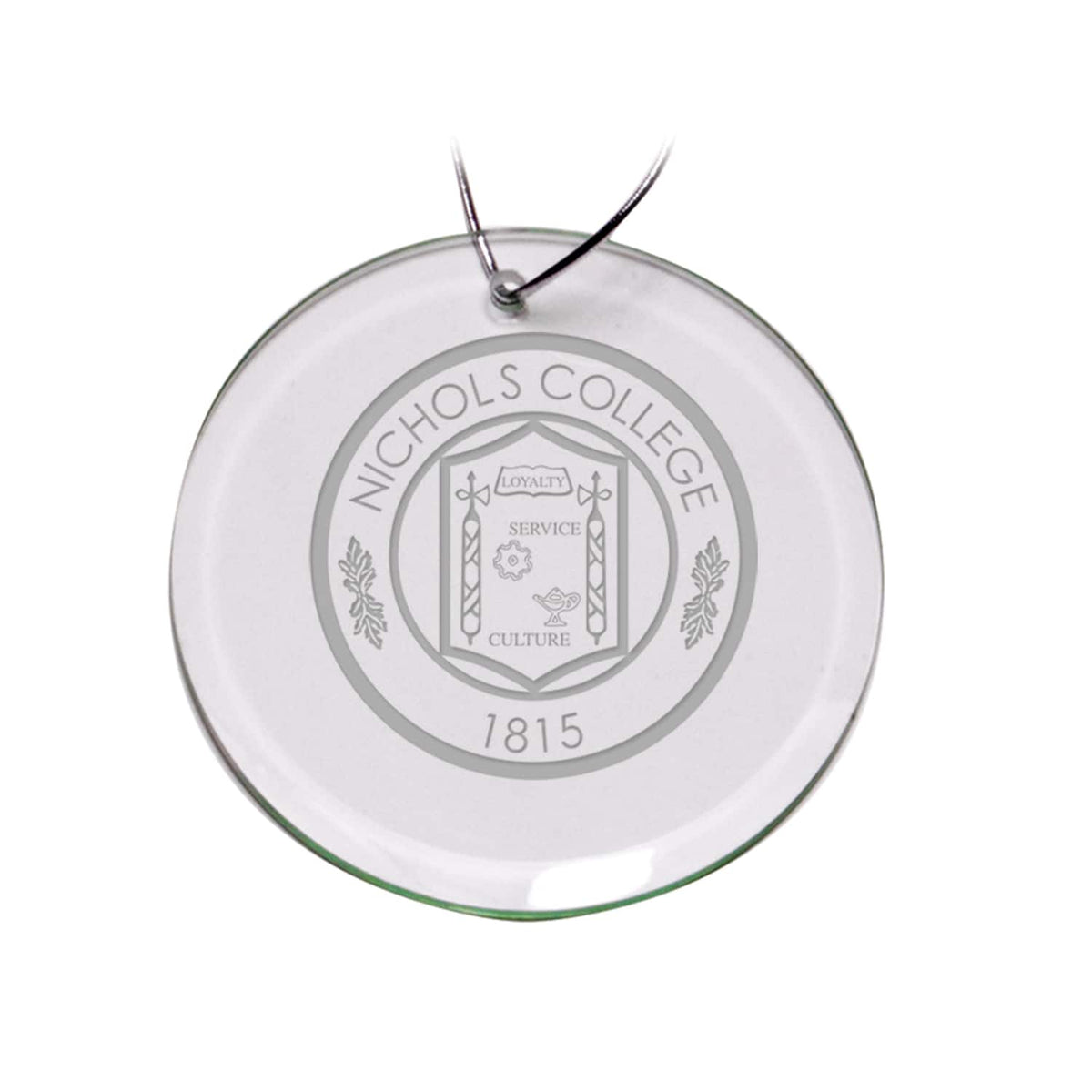 Jardine - Nichols College Bison Team Logo 3'' Round Glass Ornament - Multicolor