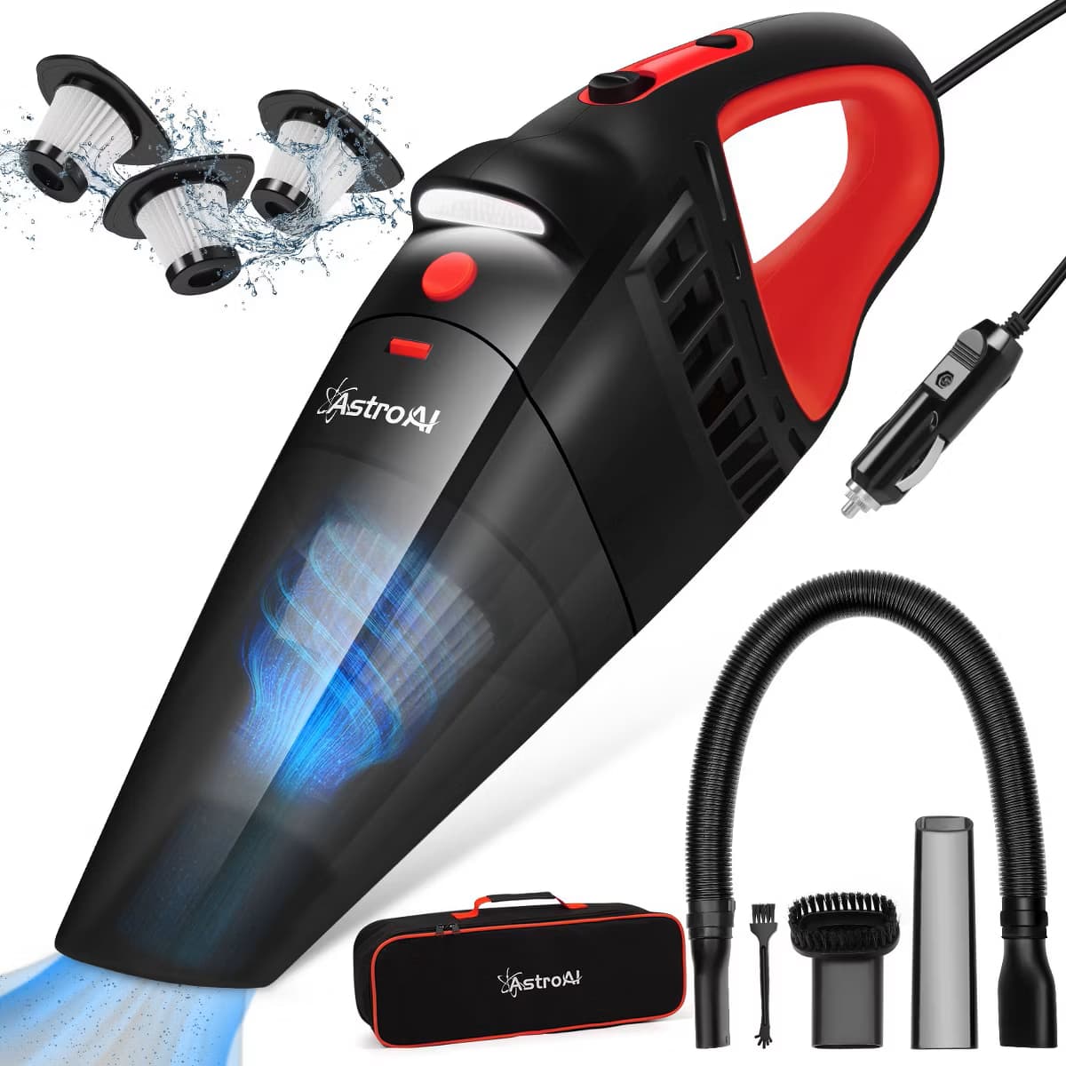 AstroAI - Car Vacuum, Portable Cyclone Handheld Vacuum, Dustbuster Quick Cleaner for Home, Car - Black