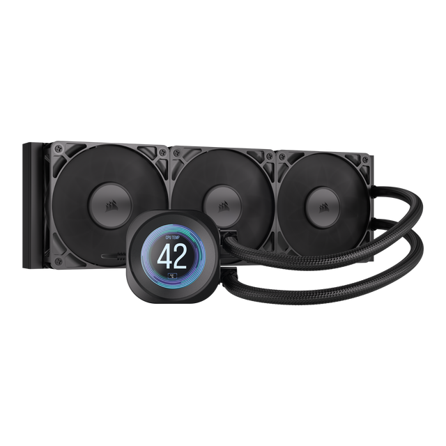 Front. CORSAIR - NAUTILUS 360 RS LCD Liquid CPU Cooler - Black.