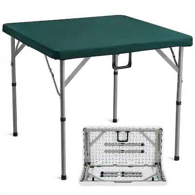 VEVOR - Mahjong Table,Fold-in-Half 4 Player Card Table with Wear-Resistant Green Tabletop, Portable Bi-Folding Square,34x34-inch