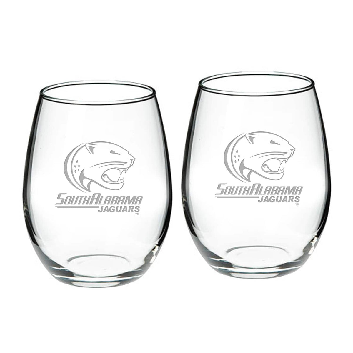 Jardine - South Alabama Jaguars 21oz. Two-Piece Stemless Wine Glass Set - Multicolor