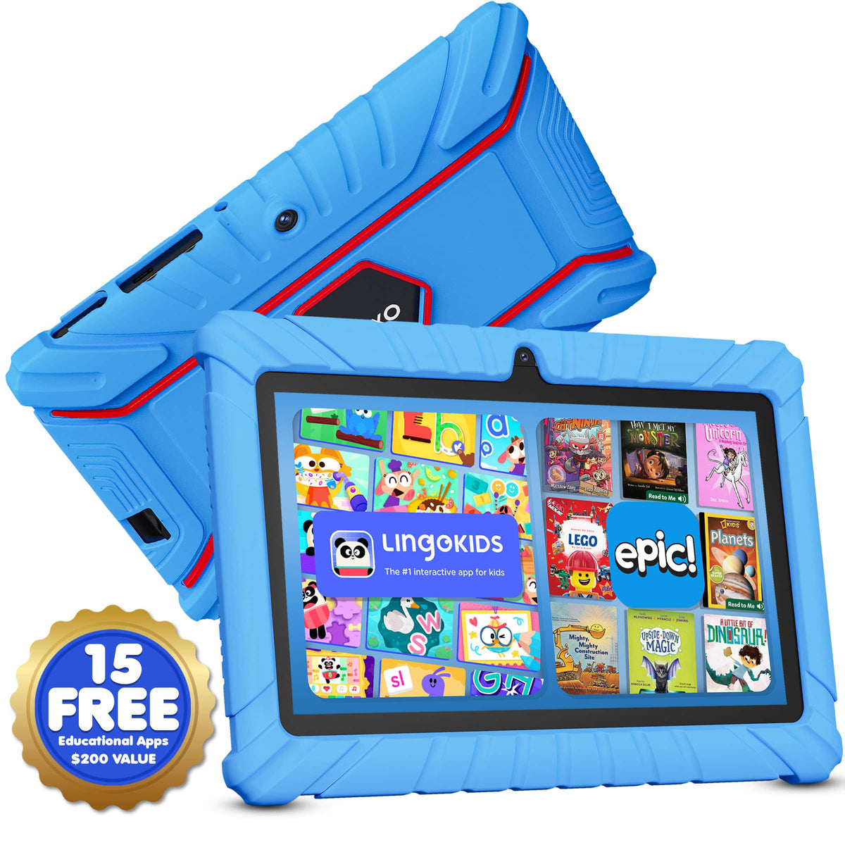 Contixo - Kids Tablet 2026, 7" Android 13 Tablet, 32GB, Parental Controls, Learning Apps & Shockproof Case - Blue