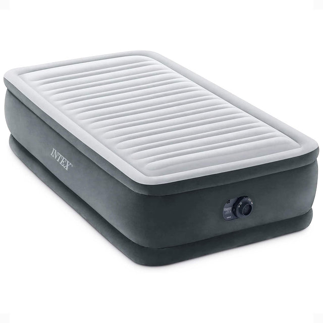 Front. Intex - Intex 64411ED Dura Beam Comfort Plus Airbed Mattress w/ Built In Pump, Twin Size - Gray.